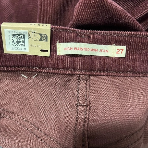 Levi’s Women’s NWT High Waisted Mom Corduroy Jeans Decadent Chocolate Size 27x27 - Picture 7 of 10